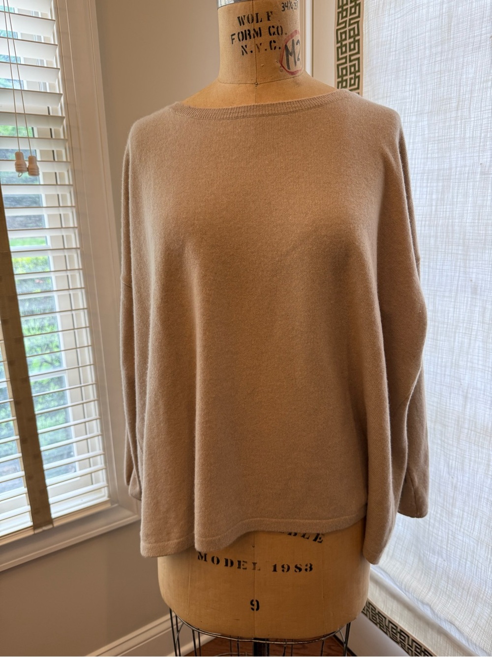 Eileen Fisher 100% Cashmere Camel Crewneck Sweater XL
